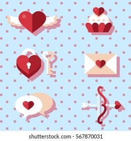 A set of romantic icons for St. Valentine's Day