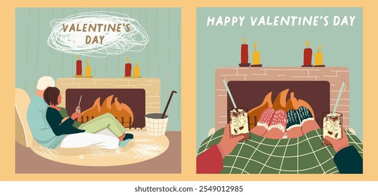 Set of Romantic illustrations. Man and woman. Love, love story, relationship. Vector design concept for Valentines Day , hand drawn vector.