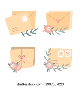 Set of romantic letters for valentine's day. Vintage love letters