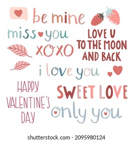 Set of romantic love quotes and sayings for st valentine's day 