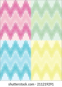 set of romantic multi coloured heart pattern