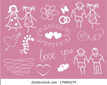 Set of romantic shape