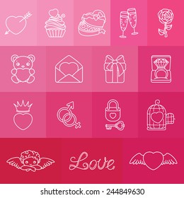 Set of romantic symbols for Valentin's Day. This image is a vector illustration and can be scaled to any size without loss of resolution. 