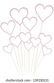 set of romantic valentine hearts, frames with place for your text isolated on white background