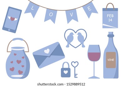 Set of romantic Valentines day elements