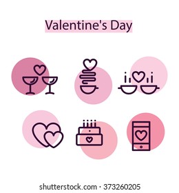 Set of romantic Valentines day symbols