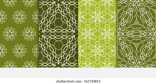 set of romantic vector geometric background. Floral ornament. green color. for invitation, fabric, decor, wedding, wallpaper