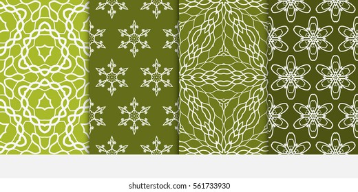 set of romantic vector geometric background. Floral ornament. green color. for invitation, fabric, decor, wedding, wallpaper