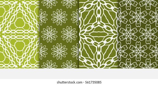 set of romantic vector geometric background. Floral ornament. green color. for invitation, fabric, decor, wedding, wallpaper