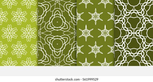 set of romantic vector geometric background. Floral ornament. green color. for invitation, fabric, decor, wedding, wallpaper