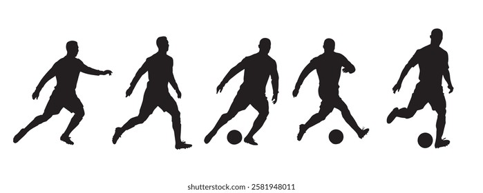 set of ronaldo silhouettes, football player ronaldo vector silhouettes icon set,