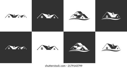 Set of Roof and home logo vector design concept. Real estate logo.