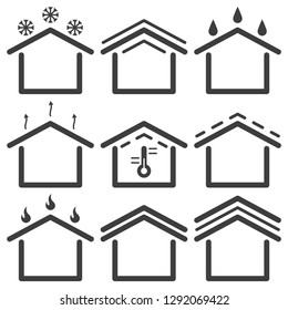 Set of roofing icons. Vector on white background