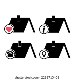 Set of Roofs house silhouette icon, city concept template panorama, landscape vector illustration .