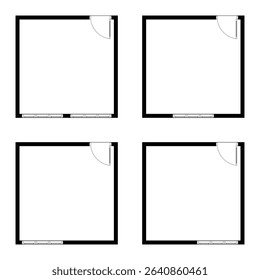 Set of room 4 x 4 meter, 16 sqm, empty room, Black and White, Apartment architectural plans.