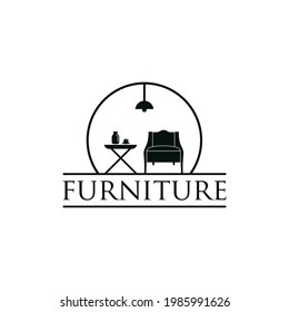 Diseño de sillas interiores y logotipo de mesa en la habitación