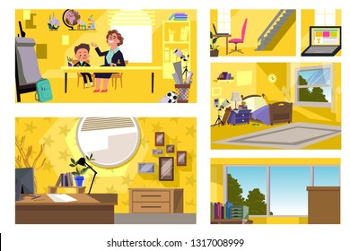 set of rooms background