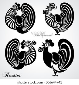 Set of rooster. 2017 Chinese New Year of the Rooster. Vector file organized in layers for easy editing. 