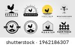 set rooster chicken livestock logo. weather vane, chick, farm logo vector illustration design