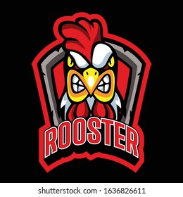 Set Rooster Chicken Logo emblem badge esports