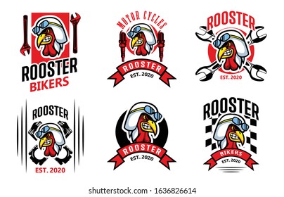 Set Rooster Chicken Logo emblem badge esports