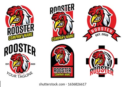 Set Rooster Chicken Logo emblem badge esports