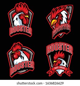 Set Rooster Chicken Logo emblem badge esports