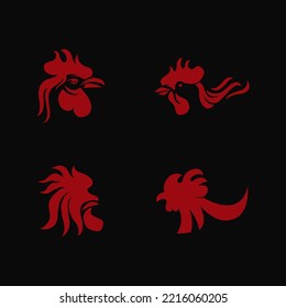 Set of rooster head logo design icon illustration