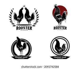 Set rooster logo emblem design on white background