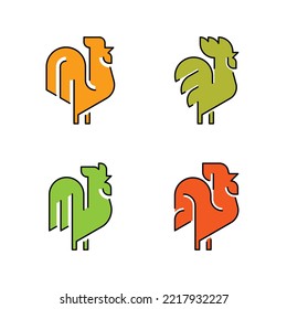 Set of Rooster, Rooster Logo. Icon design. Template elements