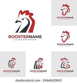 Set of Rooster logo vector template, Creative Rooster head logo design concepts