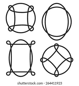 Set of rope. Black and white. Tags. Vector illustration 