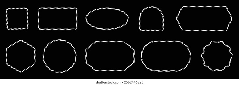 Set of Rope frame collection with black color. Rope frame box Vector Illustration.