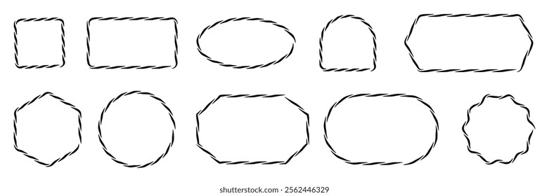 Set of Rope frame collection. Rope frame box Vector Illustration.