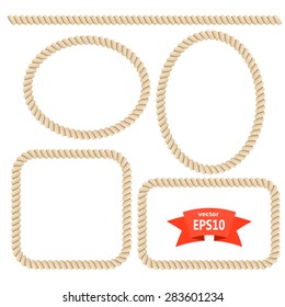 Set rope frame. Design elements. Vector illustration
