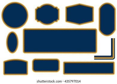 Set of Rope Frame design elements on white background, Vector EPS 10