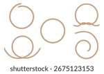 Set of rope frames on white background. Round frames made from marine ropes. Rope borders in nautical style.