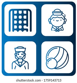 Set of rope icons. Such as Rope ladder, Sailor, Medicine ball , rope icons