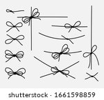 Set of rope knots, marine knots, bows, vector illustration.
