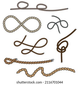 Set of rope with knots vector illustration