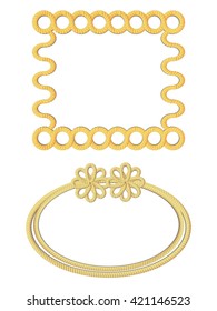 set of rope round border with copy space on white background