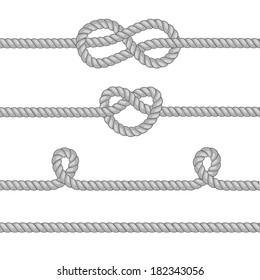 Set of ropes with knots.
