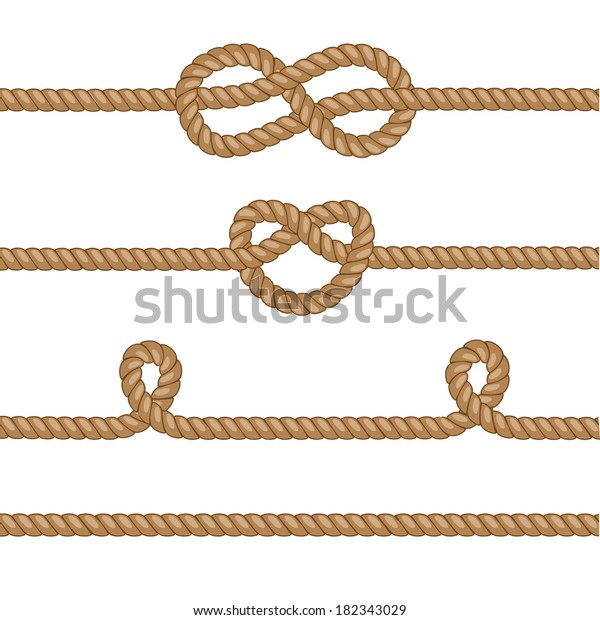 Set Ropes Knots Stock Vector (Royalty Free) 182343029 | Shutterstock