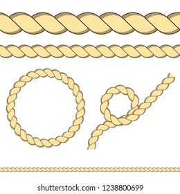 Set ropes. Retro vintage art design. Abstract concept graphic element. Loop for decoration. Vector illustration