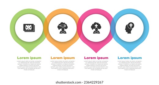 Rorschach Test, Sucht zum Medikament, Man Gräber Beerdigung Trauer und . Infografik-Vorlage für Unternehmen. Vektorgrafik