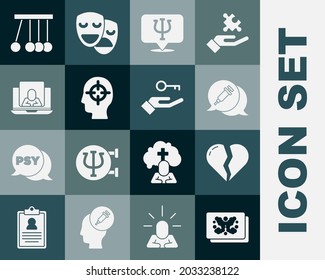 Ensayo Rorschach, Divorcio de corazón roto, Adicción a la droga, Psicología, Psi, Problema de hallazgo, Psicólogo en línea, Péndulo e icono de solución. Vector