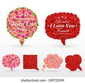 Set of rose bubbles for speech. Vector illustration.