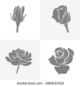 Satz Rosenblume, Vektorgrafik, Vorlage für das Blumenlogo
