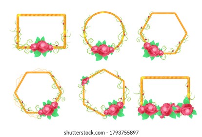set of rose flower frames for wedding and logo branding. good for your invitation desain.