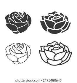 Set of Rose flower icon design illustration